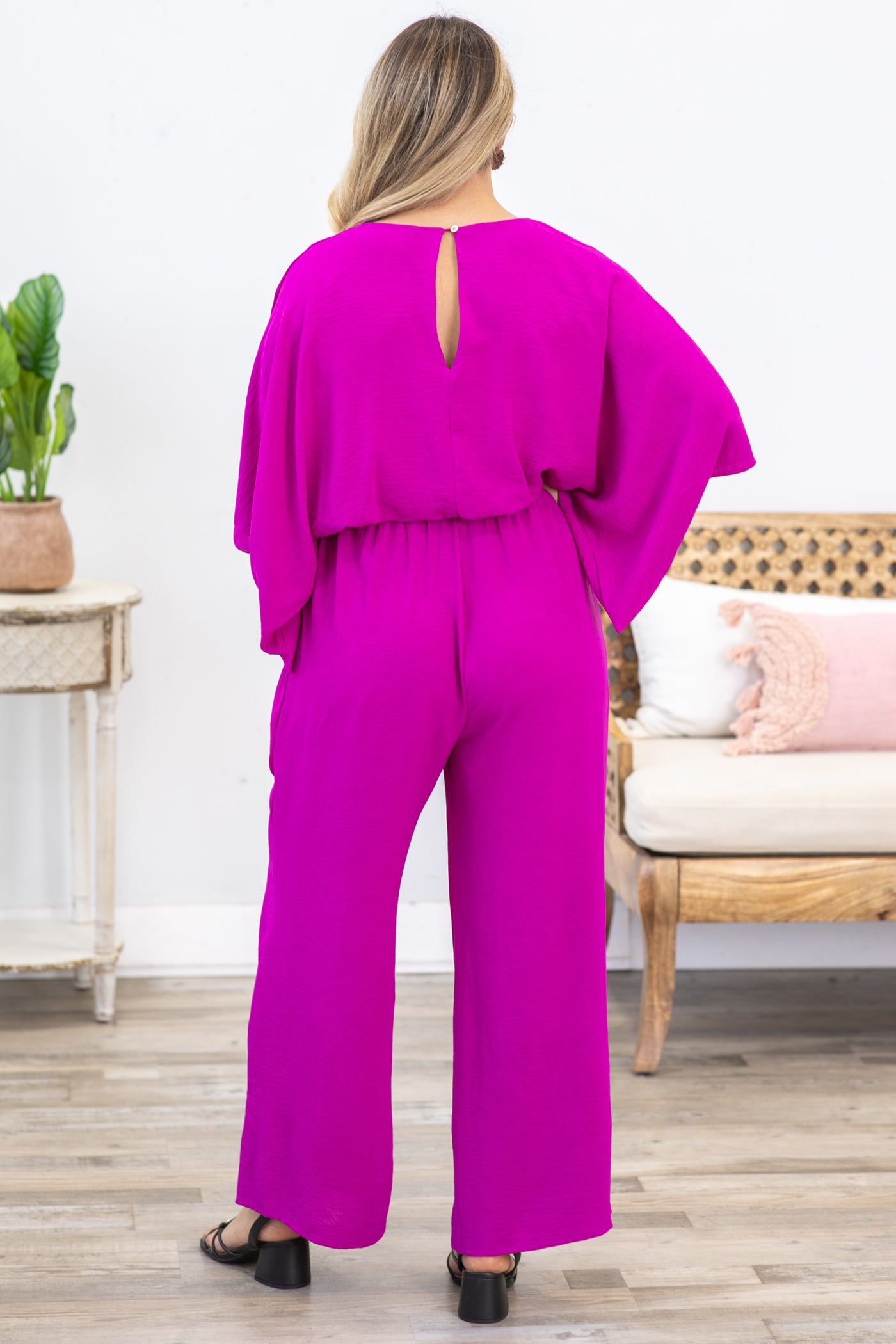 Magenta Dolman Sleeve Woven Jumpsuit