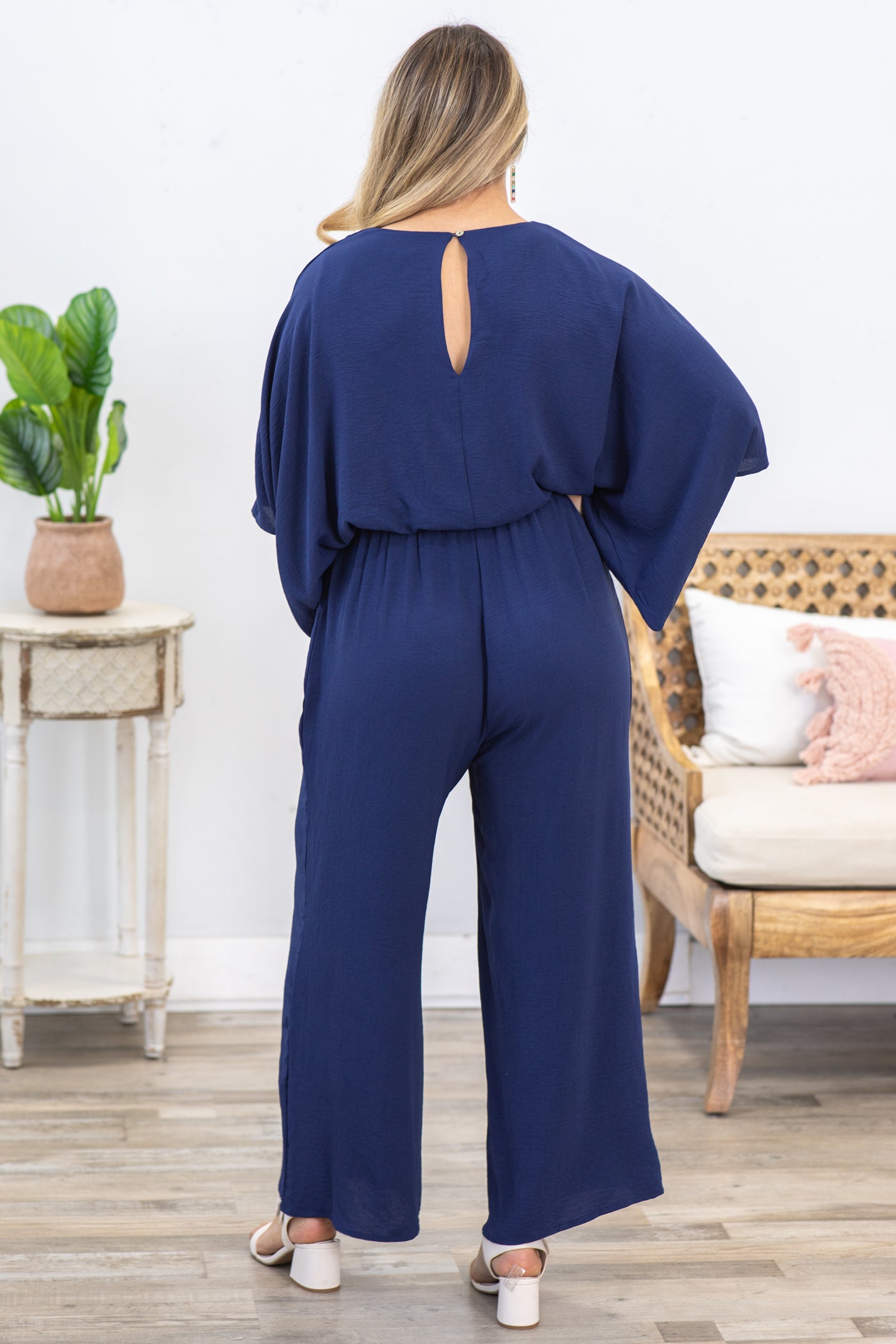 Navy Dolman Sleeve Woven Jumpsuit