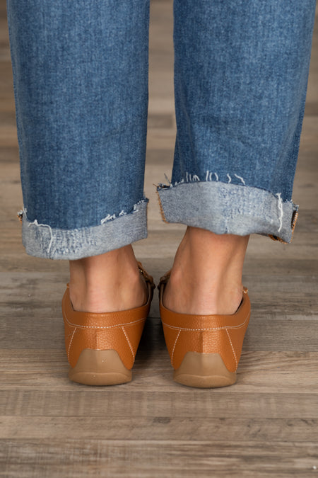 Tan Tassel Slip On Loafers