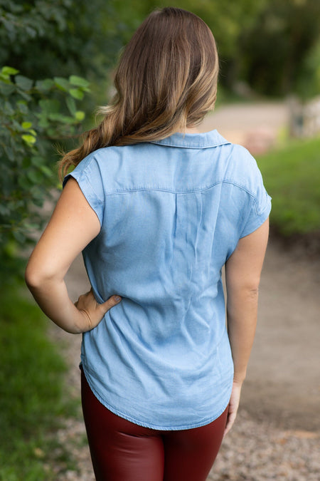 Medium Wash Short Sleeve Utility Top - Filly Flair