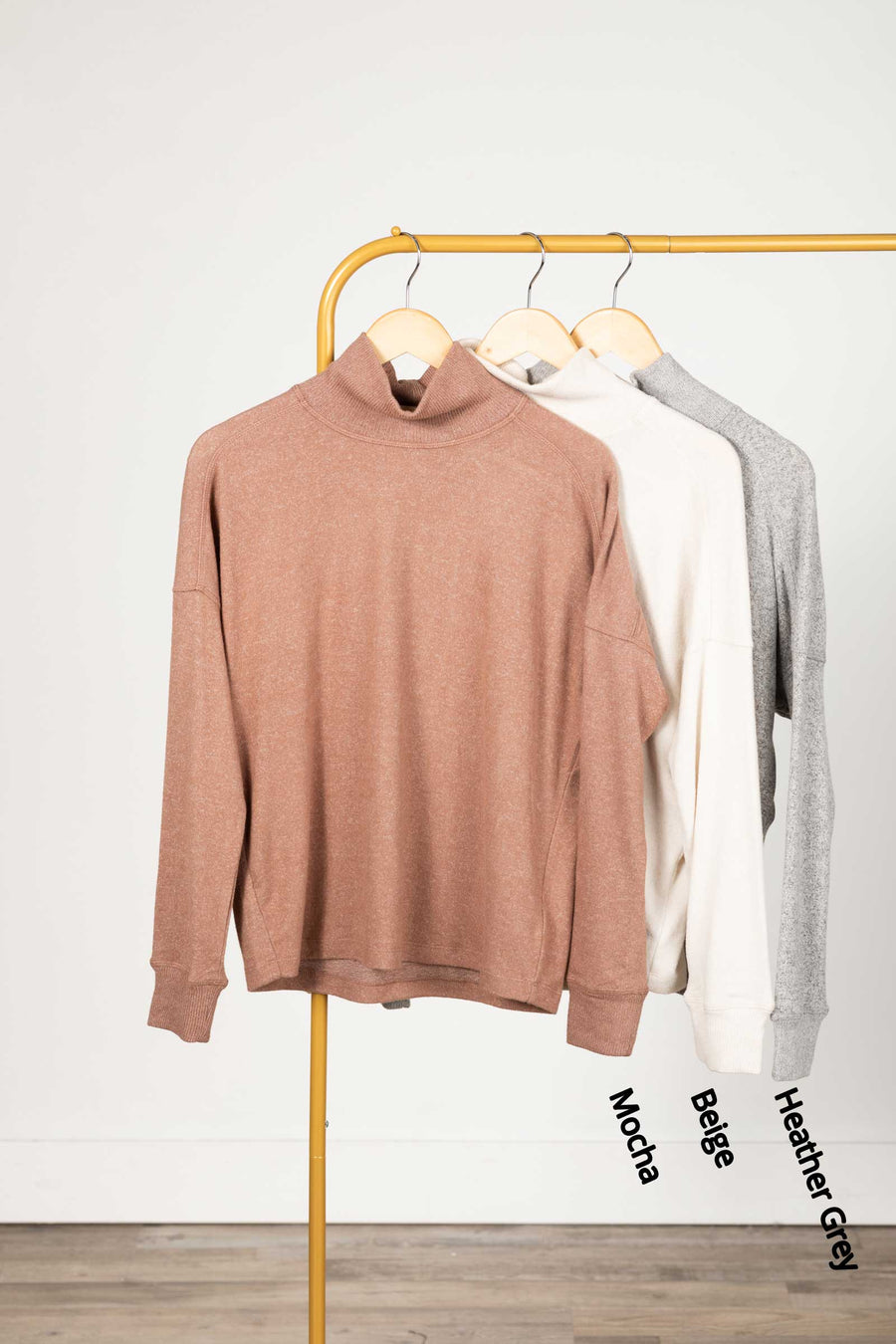 Soft Relaxed Fit Mock Neck Knit Top