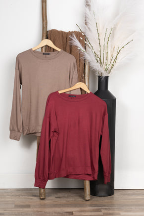 Long Sleeve Relaxed Fit Terry Knit Top