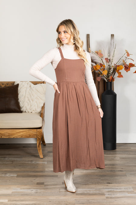 Dark Taupe Smocked Back Maxi Dress