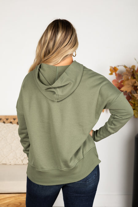 Half Button Fleece Hooded Pullover