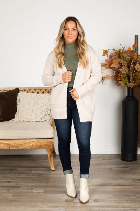 Sweater Knit Cardigan With Front Pockets