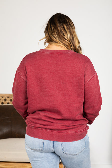 Pigment Dyed Cozy Campfire V-Neck Sweatshirt