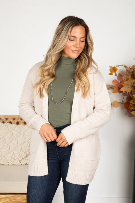 Sweater Knit Cardigan With Front Pockets