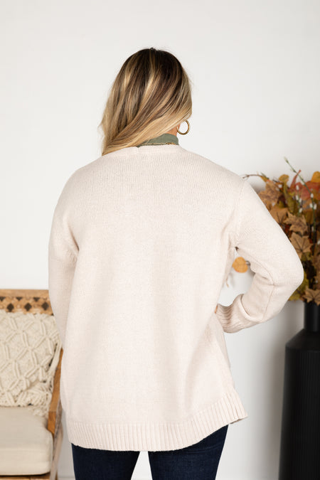 Sweater Knit Cardigan With Front Pockets