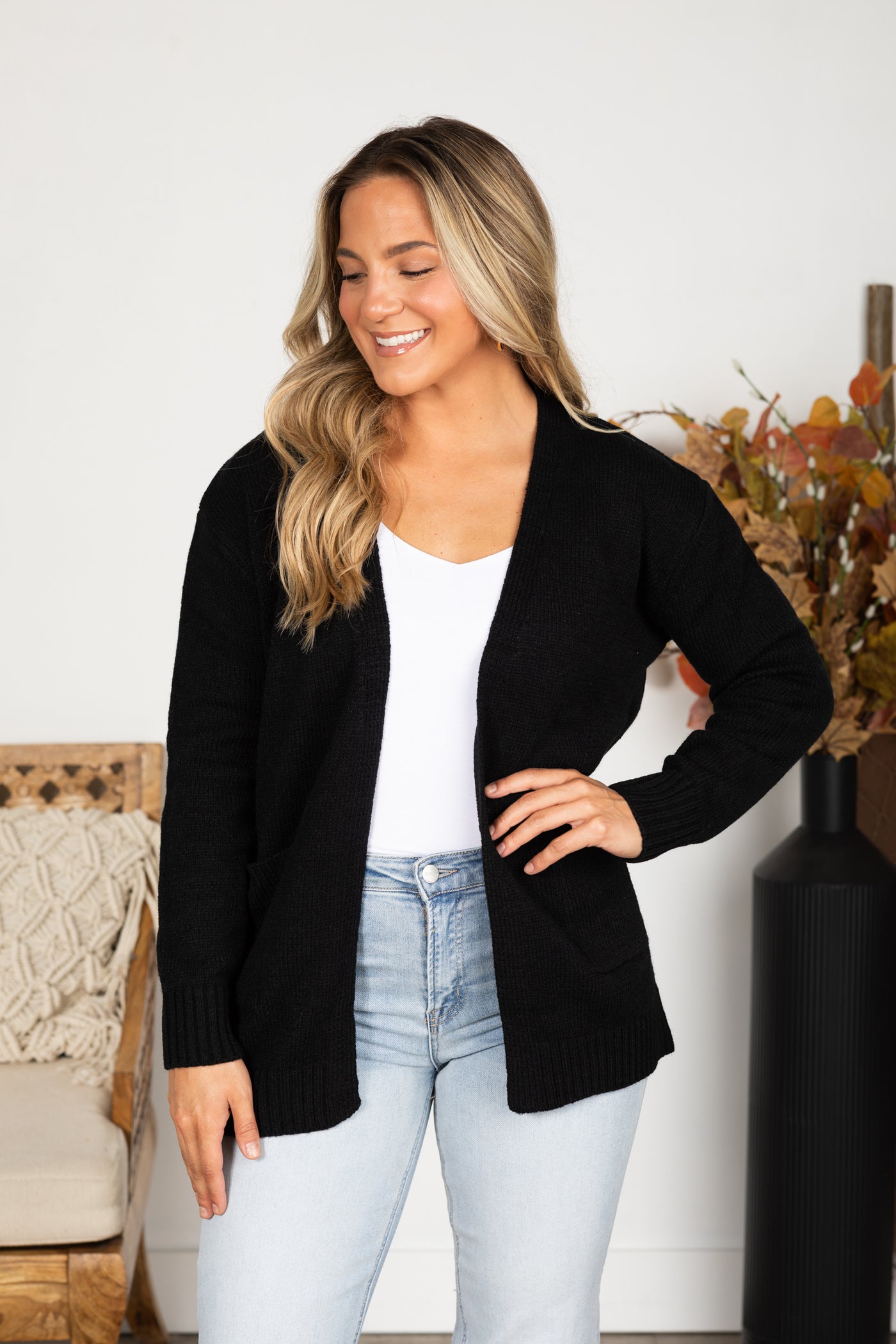 Sweater Knit Cardigan With Front Pockets