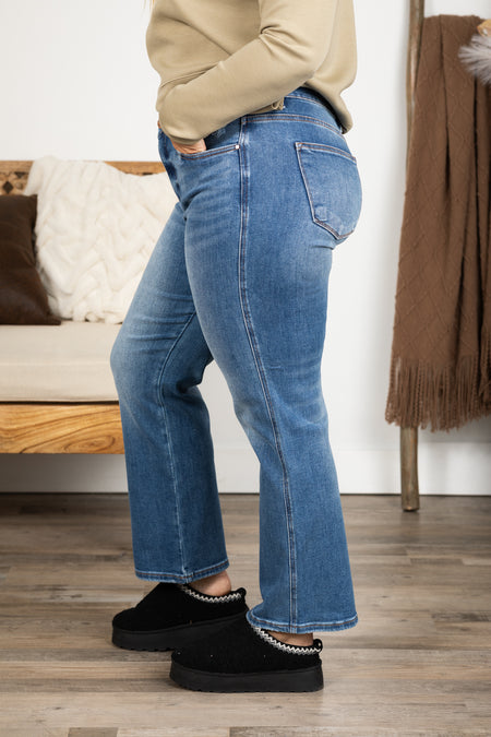 Risen Dark Tummy Control Ankle Straight Jeans