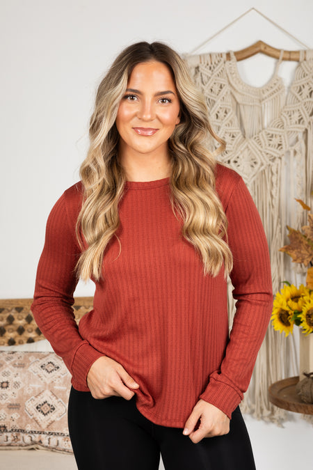 Crewneck Long Sleeve Pointelle Knit Top