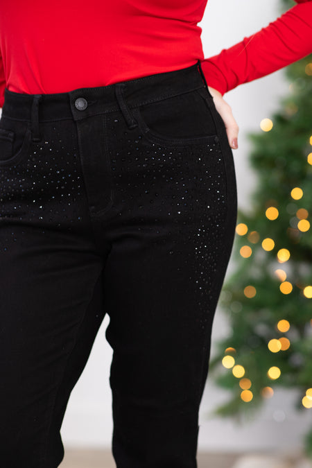 Judy Blue Black Rhinestone Embellished Jeans