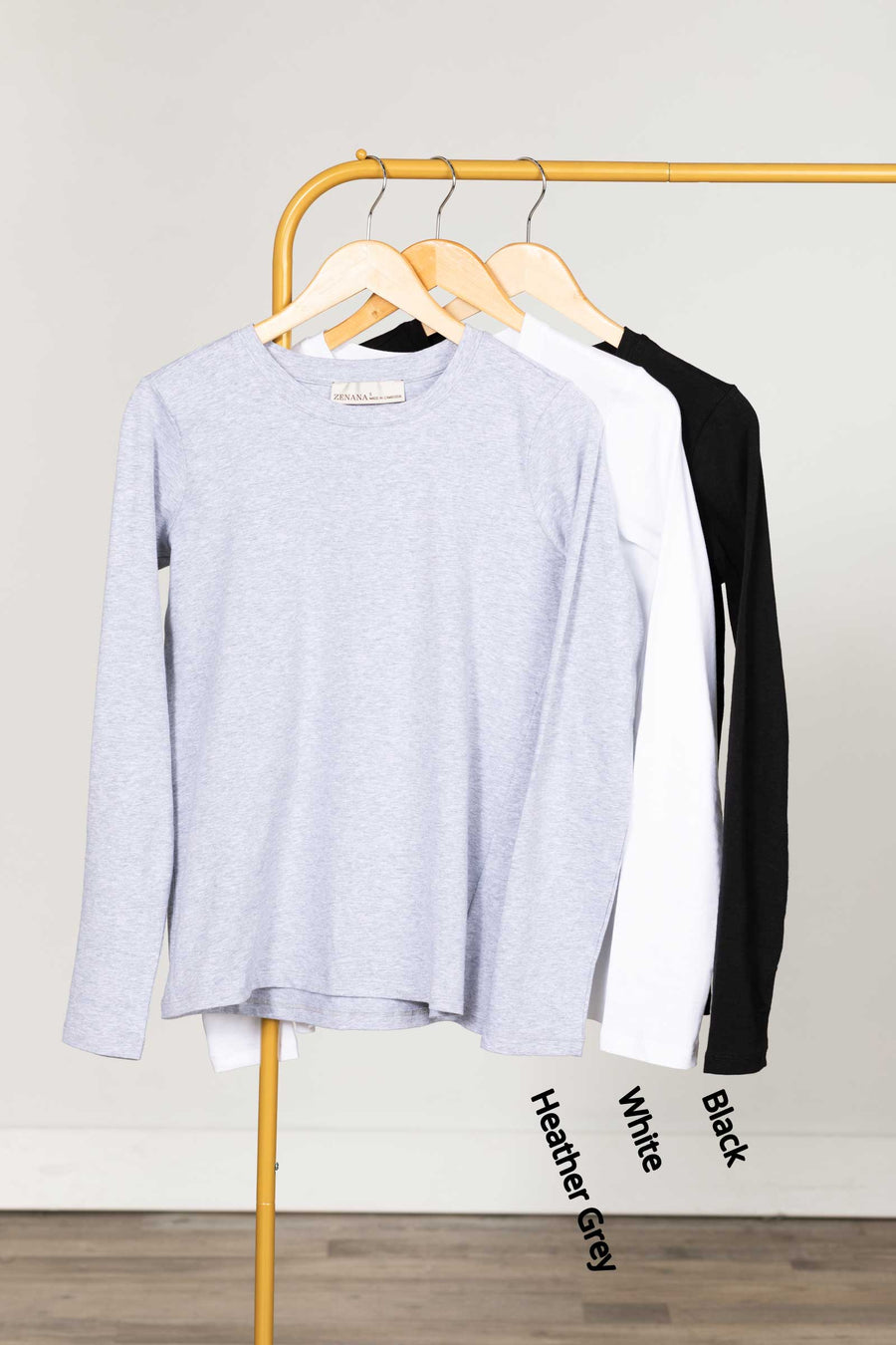 Cotton Crewneck Long Sleeve Knit Top