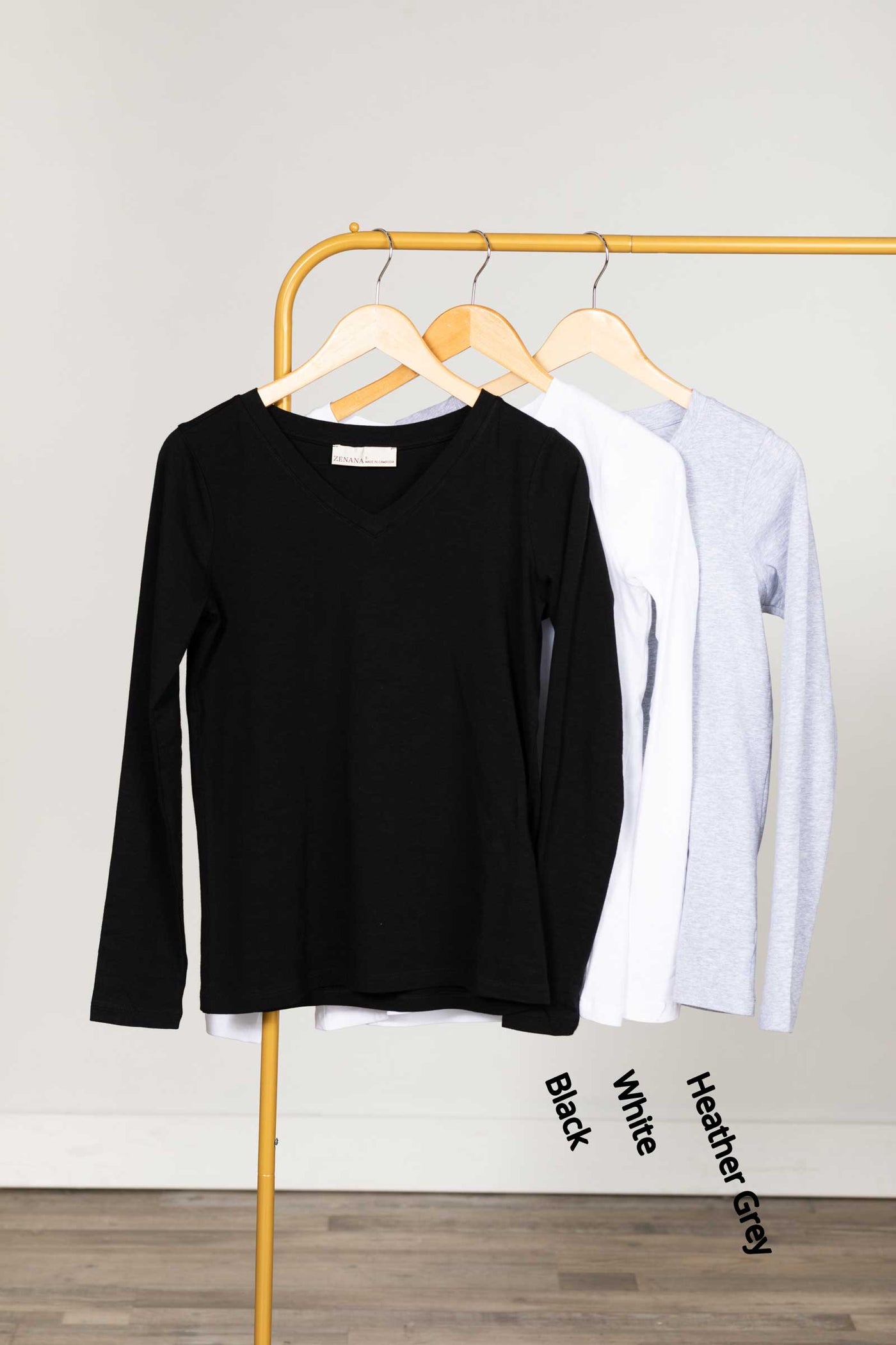 Cotton V-Neck Long Sleeve Knit Top