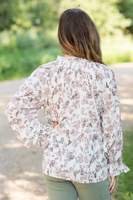 Light Dusty Rose and Ivory Floral Print Top - Filly Flair