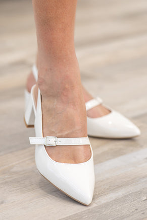 Ivory Pointed Toe Slingback Heel