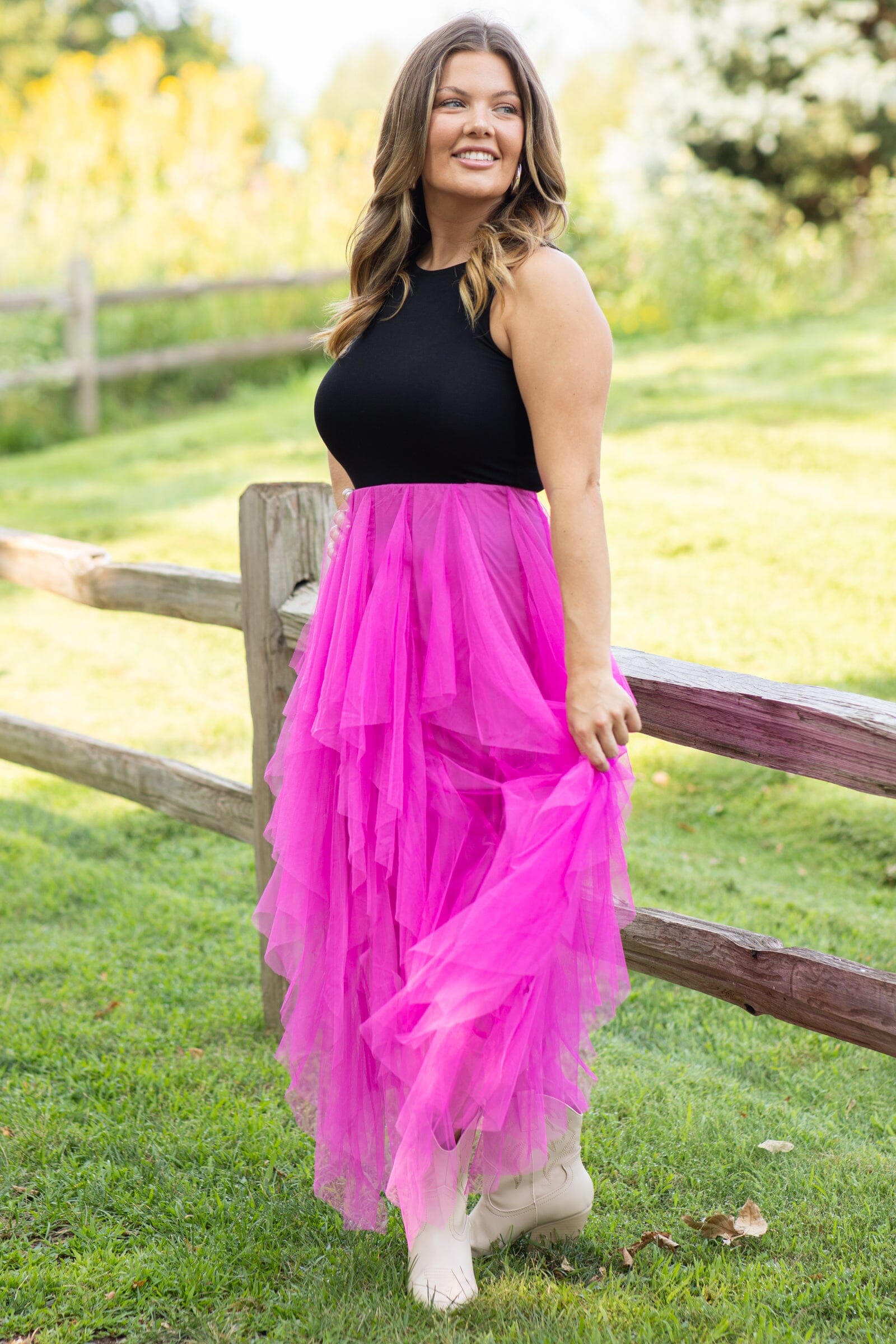 Fuchsia maxi outlet skirt