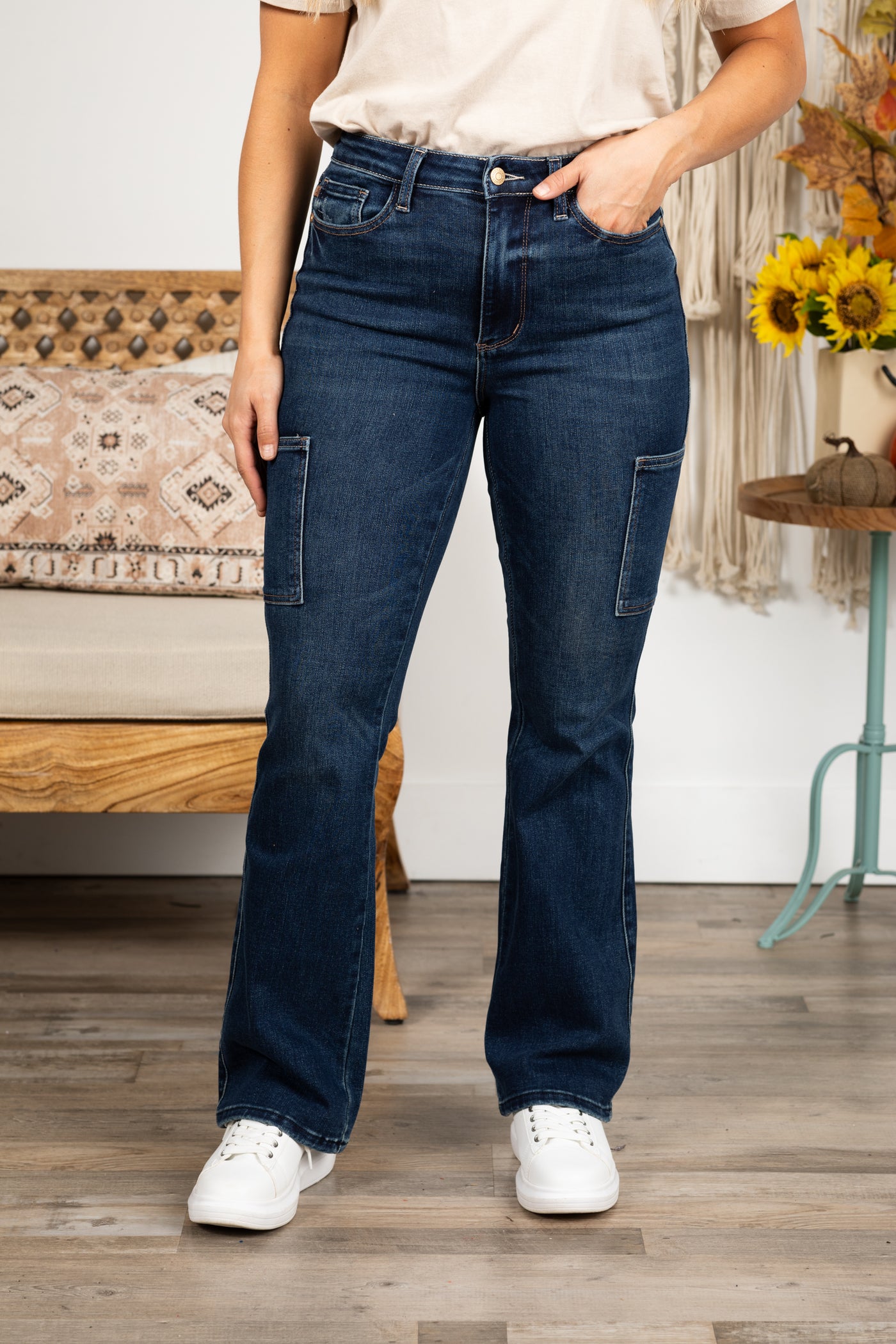 Judy Blue Dark Wash Cargo Bootcut Jeans