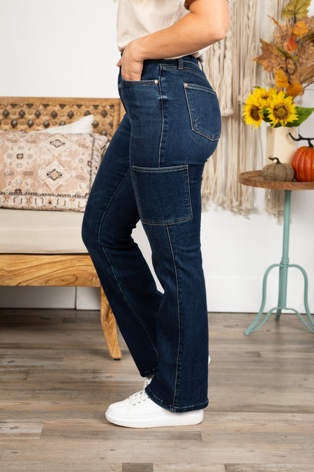 Judy Blue Dark Wash Cargo Bootcut Jeans