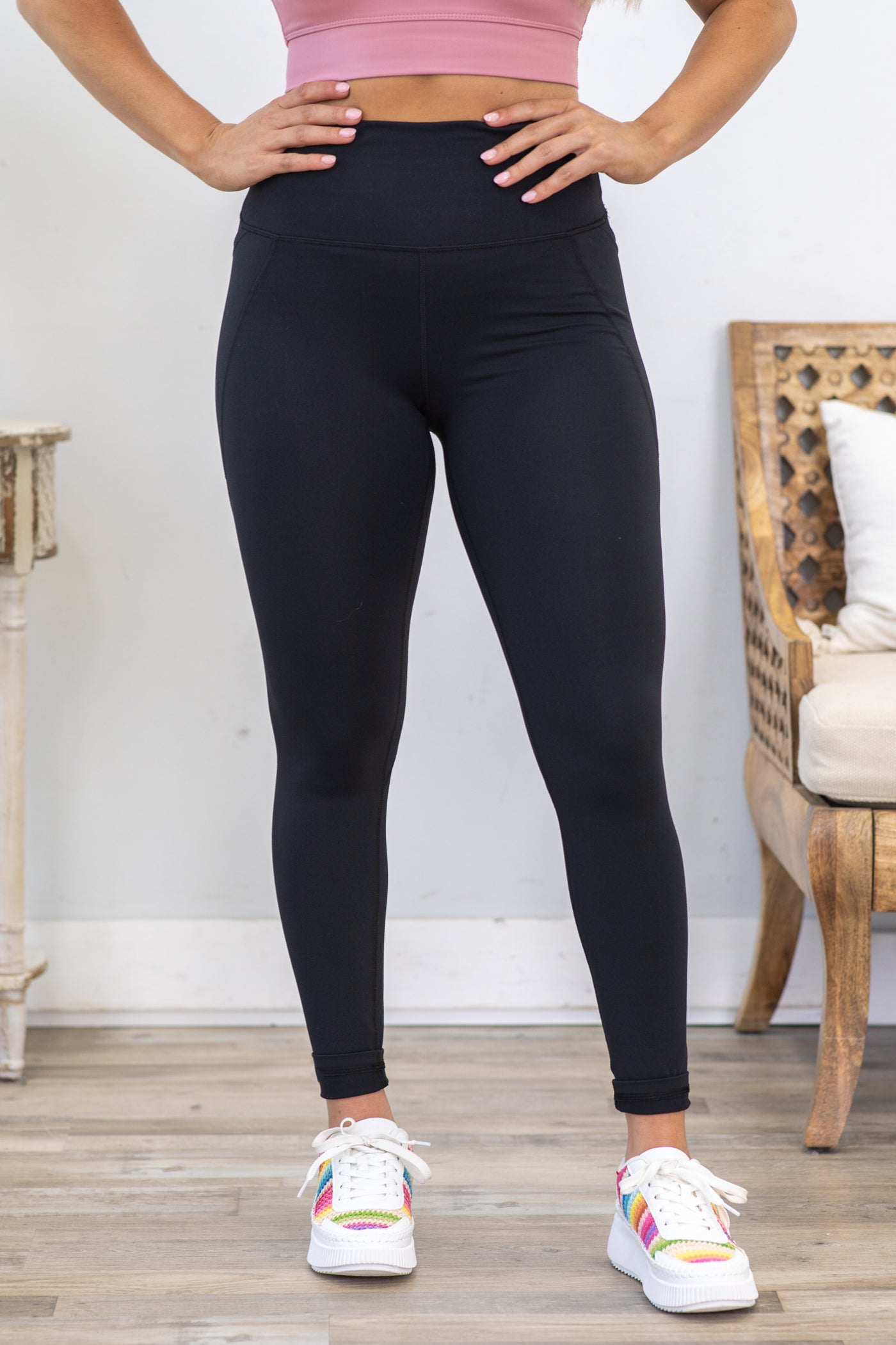 Black Tapered Band Essential Leggings