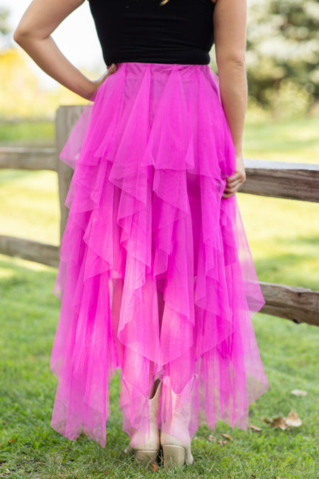 Fuchsia Tulle Maxi Skirt - Filly Flair