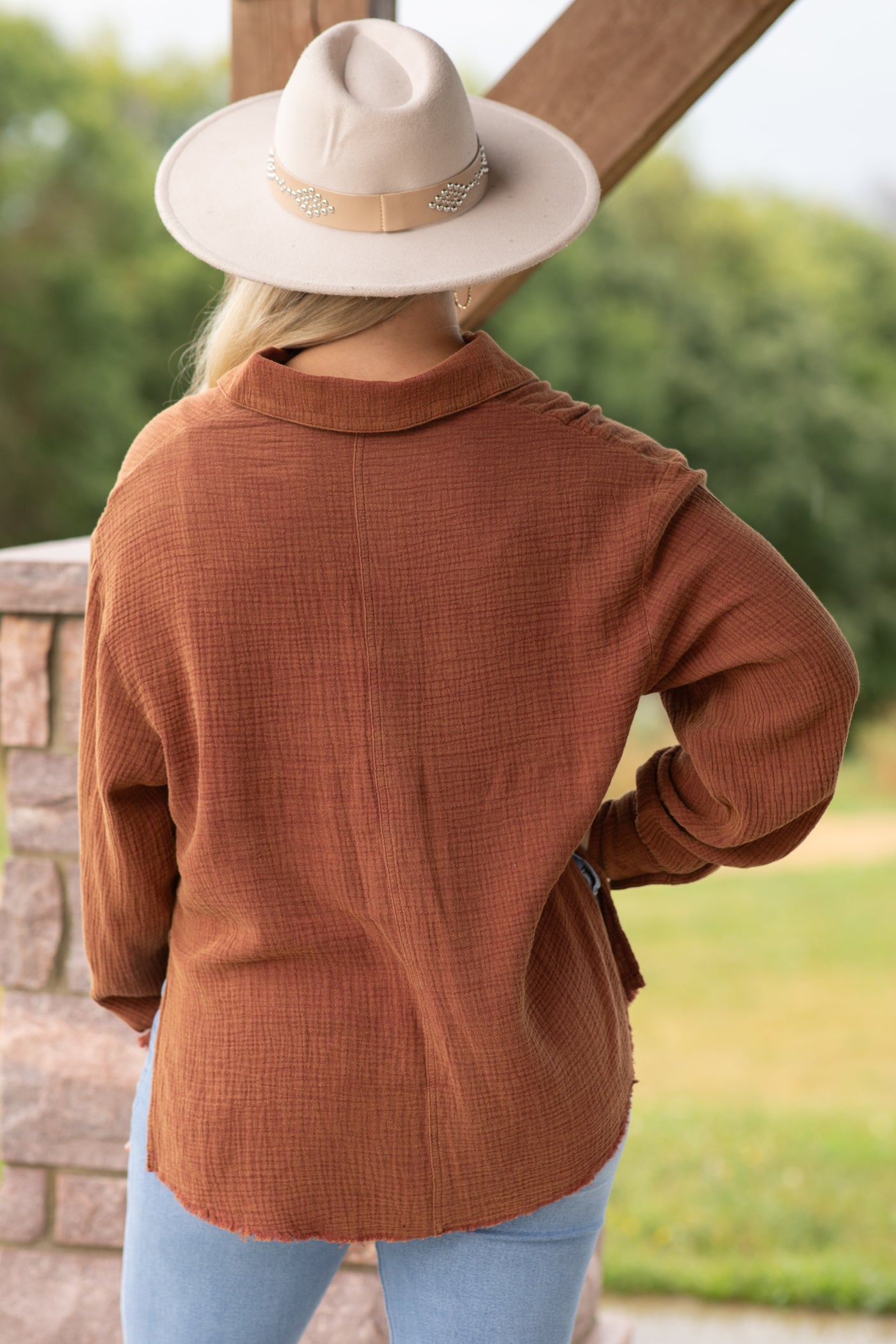 Gauze Button Down Woven Top