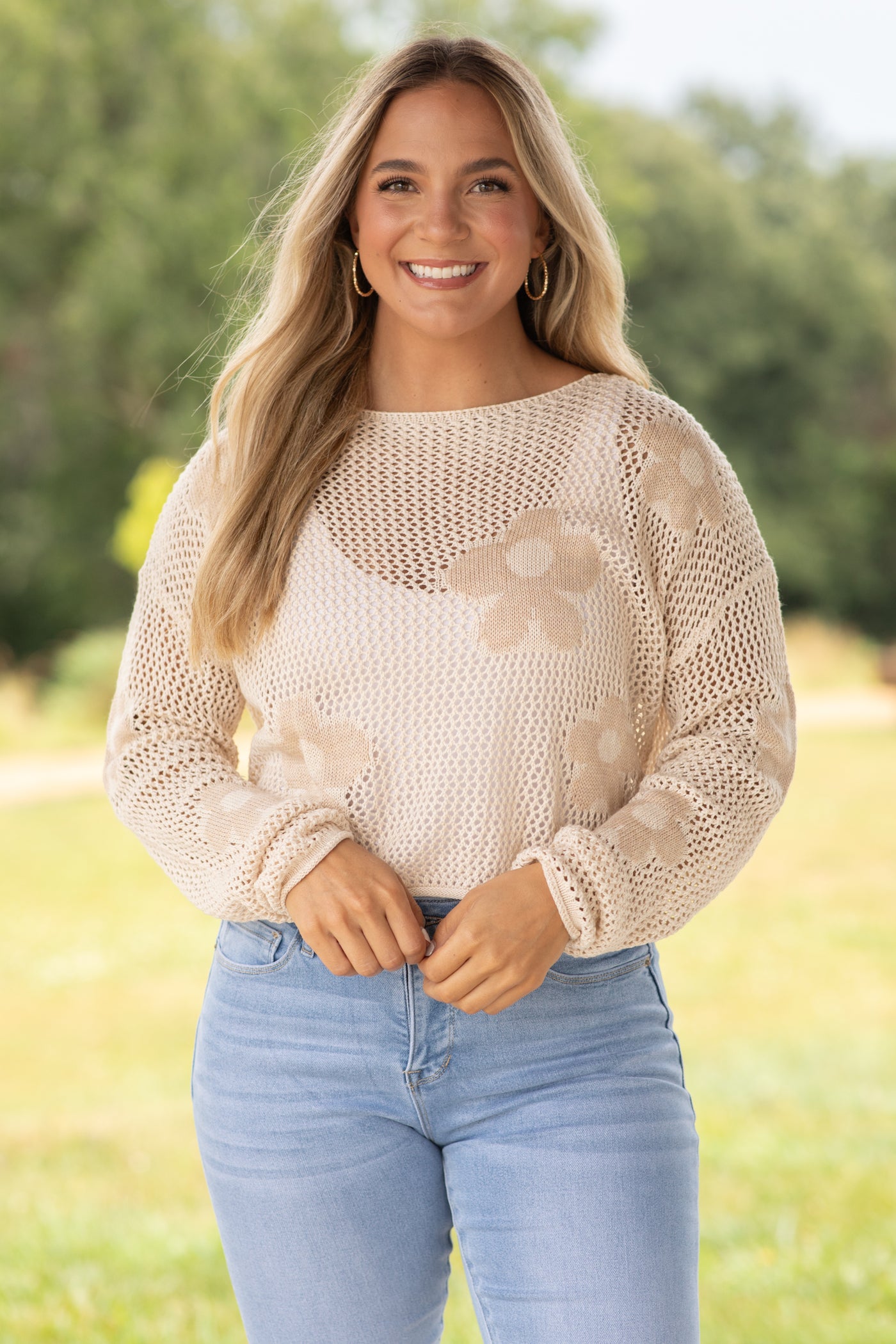 Lightweight Floral Sweater Knit Top