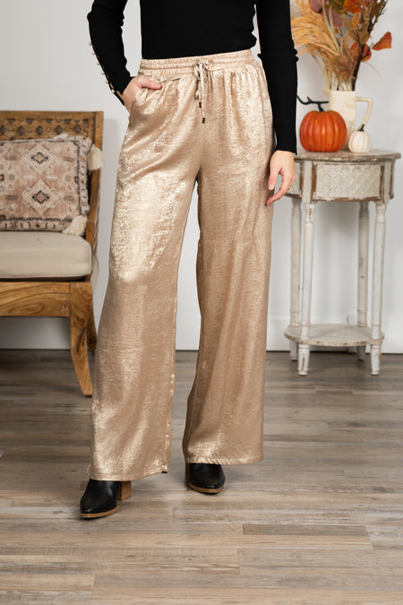 Gold Soft Pant in Brushed Satin