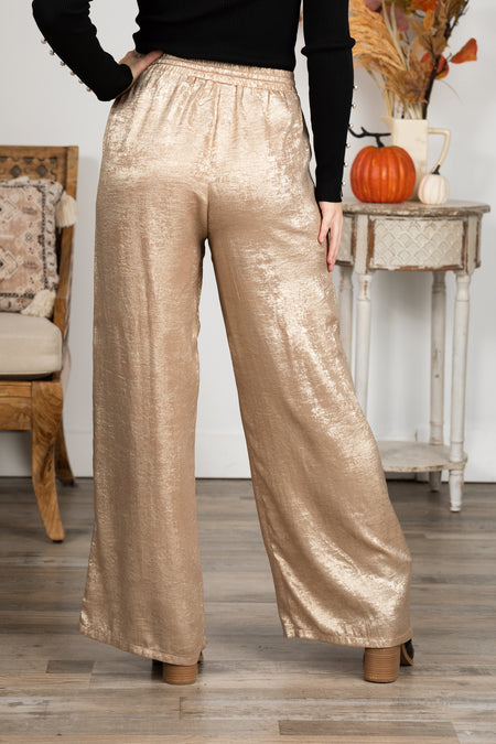 Gold Soft Pant in Brushed Satin