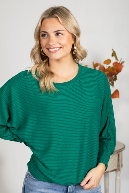 Ribbed Dolman Sleeve Lightweight Sweater