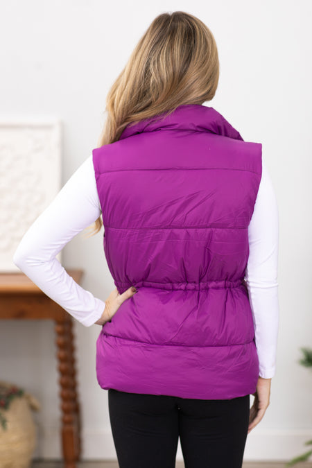 Purple Channel Quilted  Puffer Vest