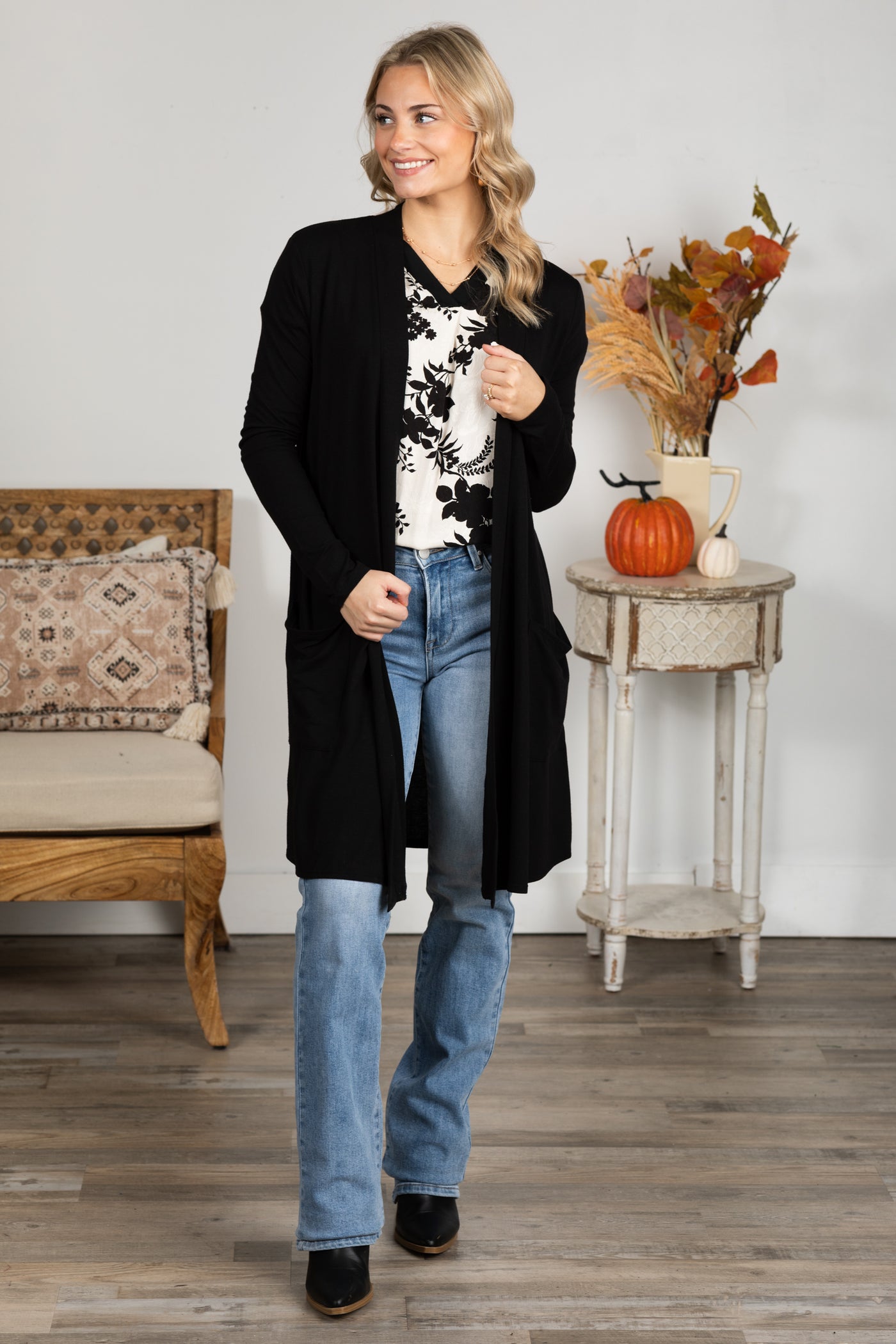 Relaxed Pocket Open Cardigans