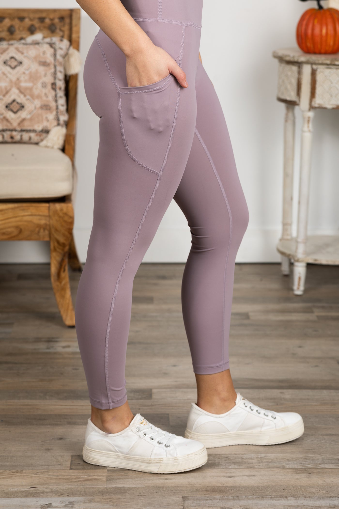 Wide Waistband Leggings With Pocket