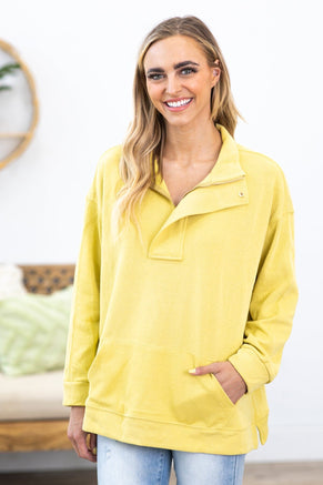 Light Yellow Green 1/4 Zip Pullover - Filly Flair