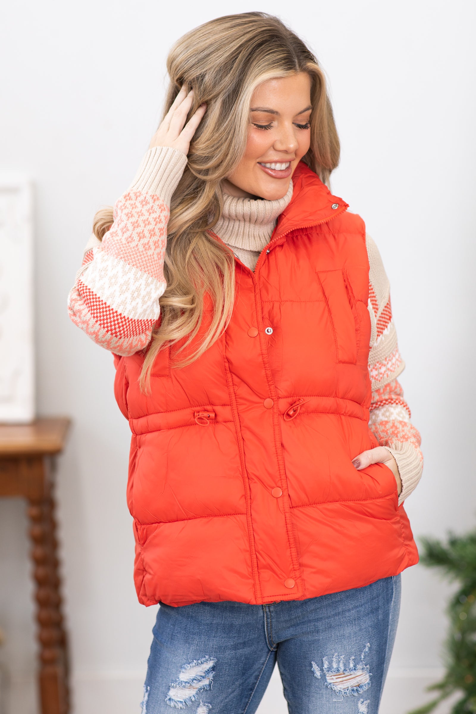 Orange store puffer vest