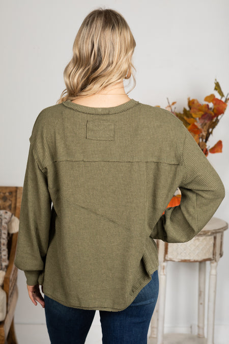 Solid Knit Top With Asymmetrical Exposed Seams