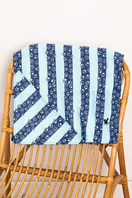 Navy and Aqua Stripe Quick Dry Pet Towel - Filly Flair