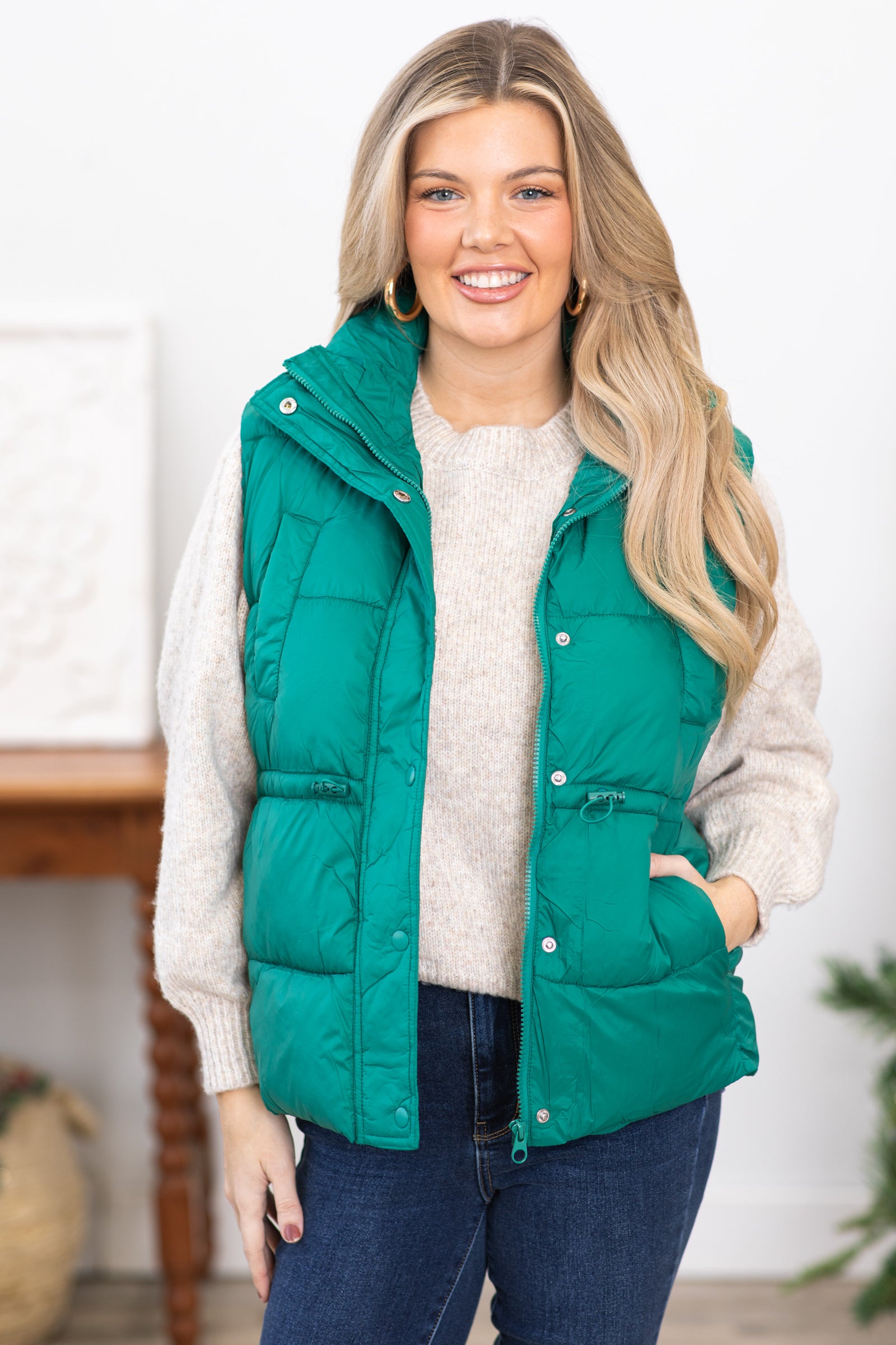 Emerald green shop puffer vest