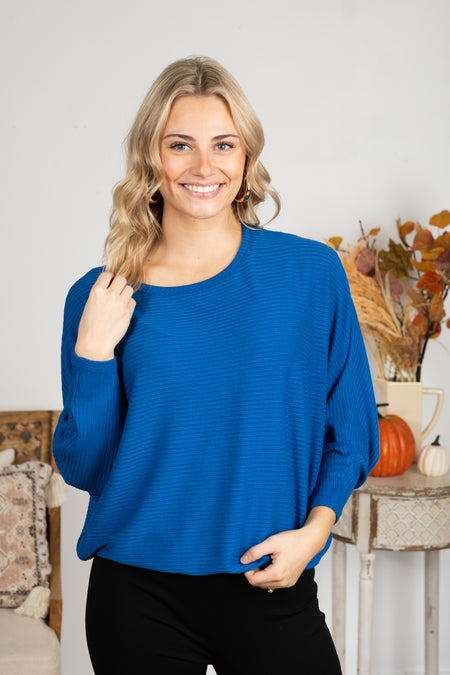 Ribbed Dolman Sleeve Lightweight Sweater