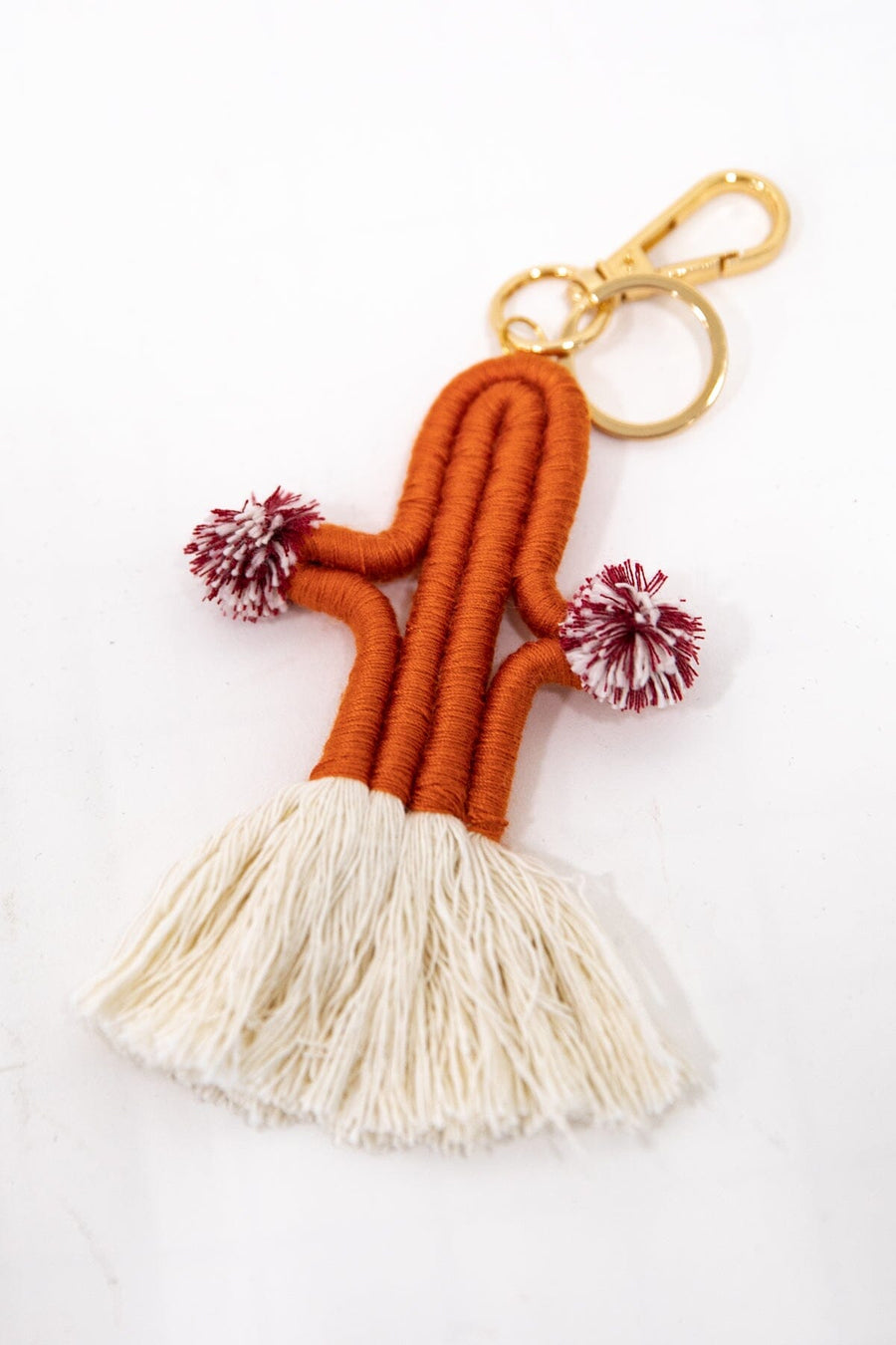 Orange Macrame Cactus Keychain - Filly Flair