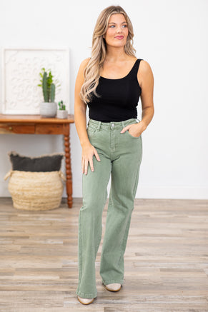 Risen Sage Garment Dyed Tummy Control Jeans