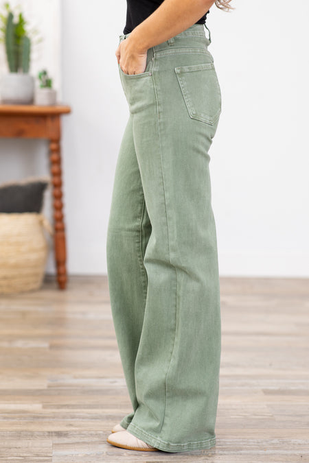 Risen Sage Garment Dyed Tummy Control Jeans