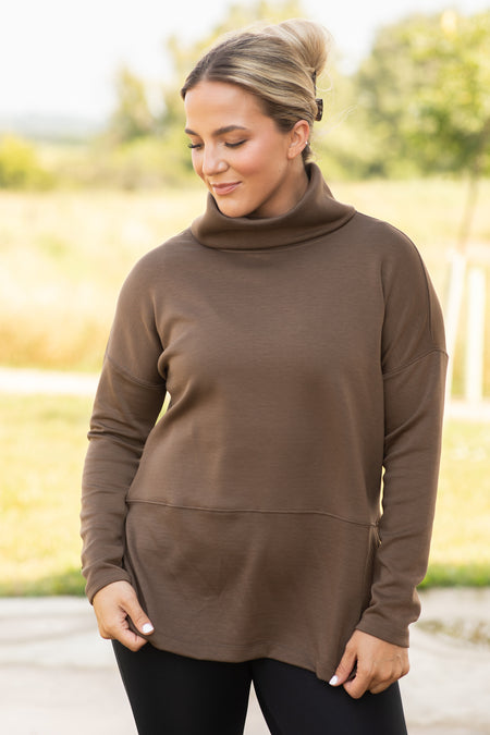 Scuba Sweatshirt With Side Slit Detail