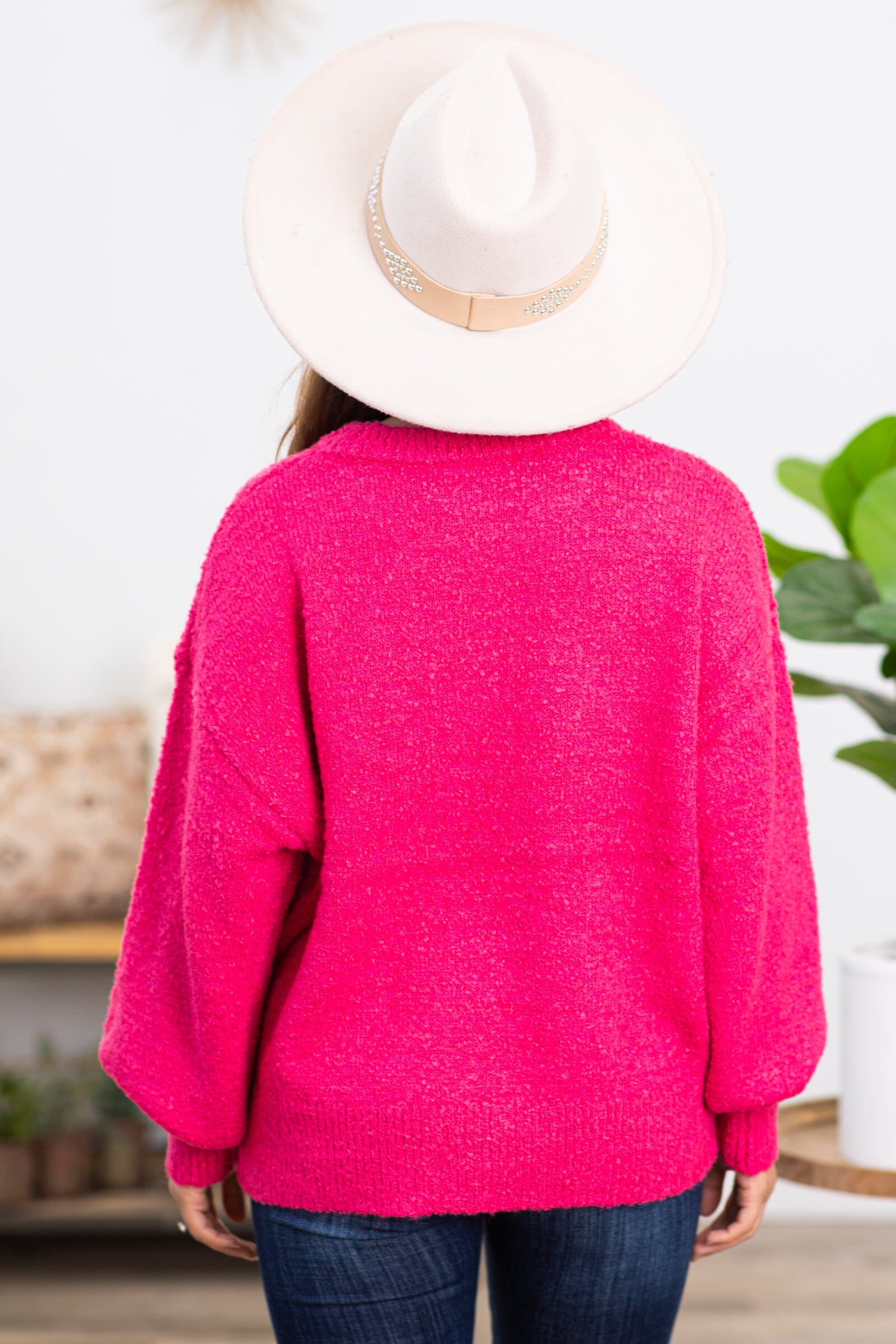 Hot pink 2025 chenille sweater