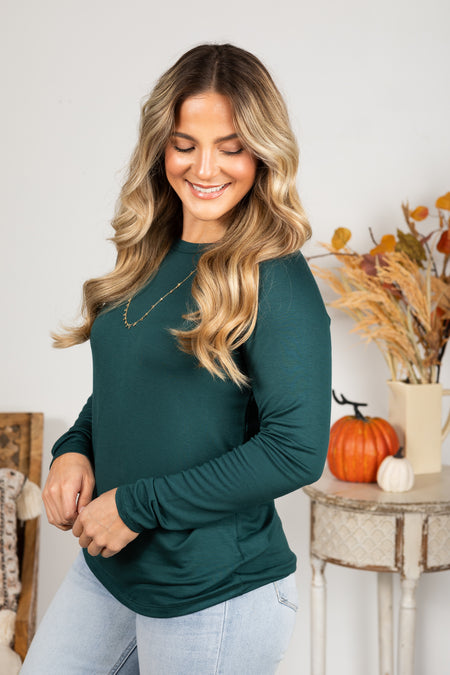 Long Sleeve Solid Terry Knit Top