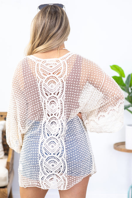 Ivory Lightweight Crochet Cardigan