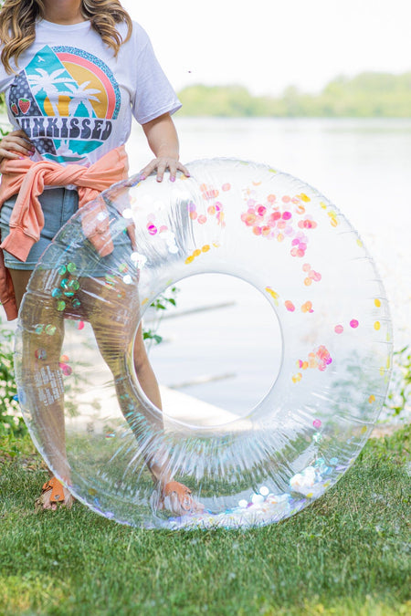 White and Pink Glitter Inflatable Pool Float - Filly Flair