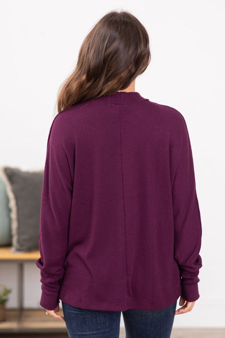 Dark Berry Mock Neck Textured Top - Filly Flair