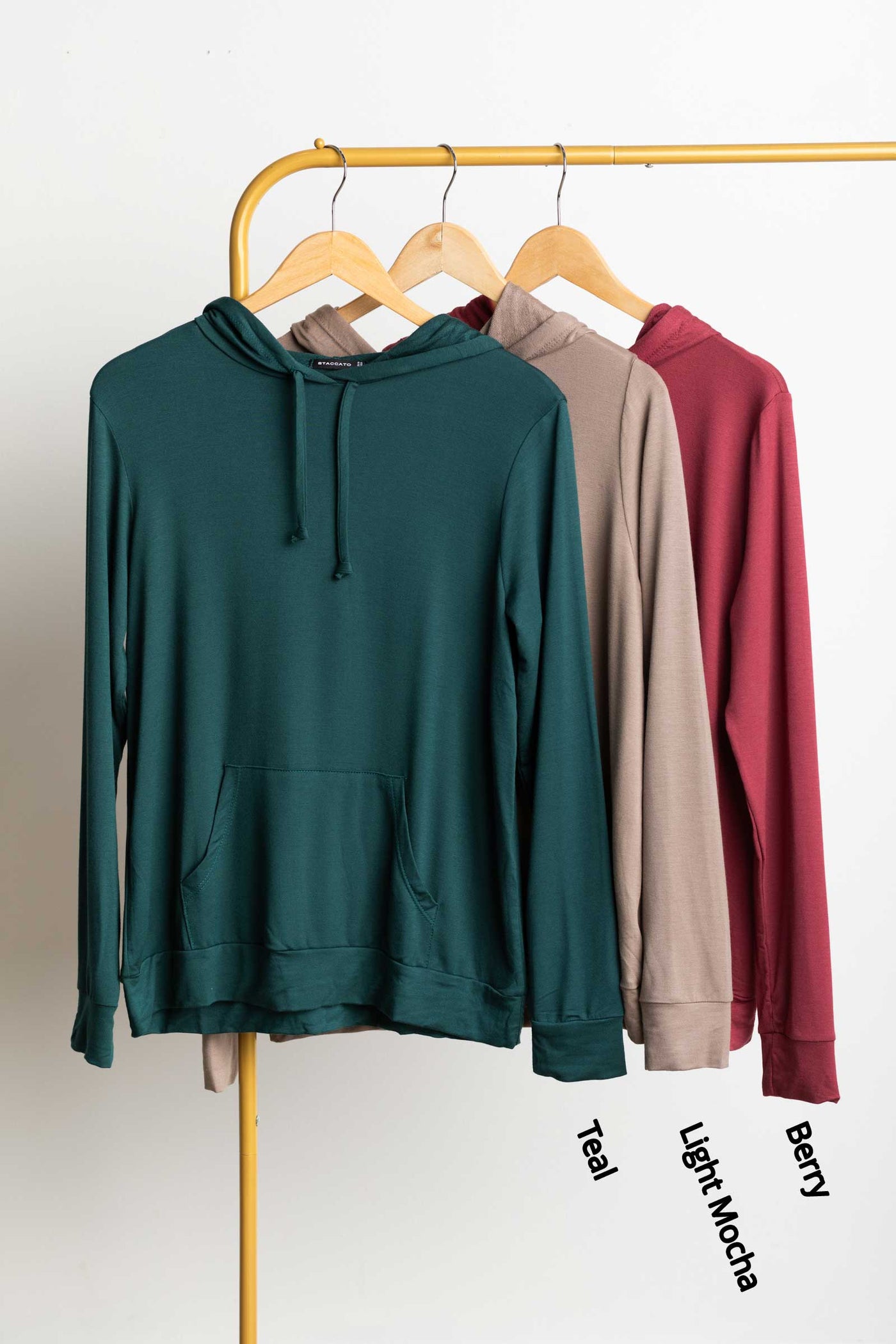 Solid Drawstring Kangaroo Pocket Knit Hoodie