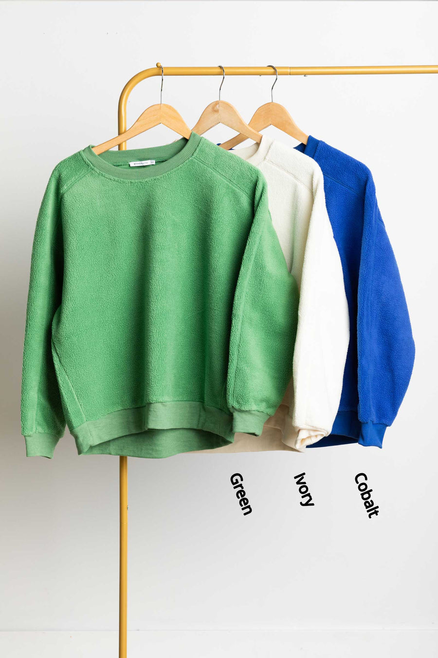 Reversed Fleece Crewneck Terry Pullover Top